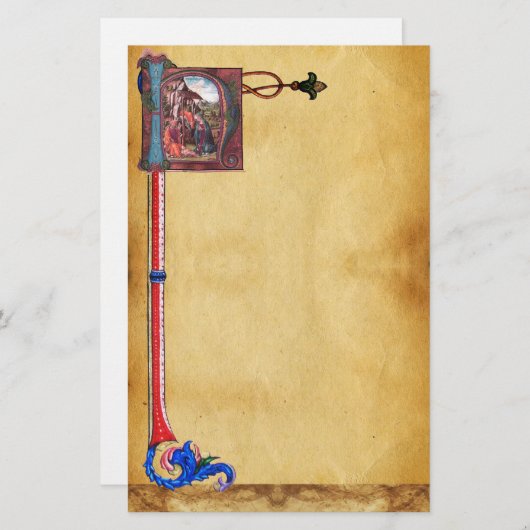 Papeterie MONogramme DE PARCHEMENT DE NATIVITÉ (Devant / Derrière)