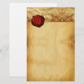 PAPETERIE MONOGRAMME DE PARCHEMENT DE SCEAU DE CIRE ROUGE DU (Devant / Derrière)