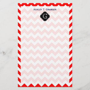 Papeterie Monogramme de Quatrefoil noir blanc rouge clair Ch