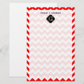 Papeterie Monogramme de Quatrefoil noir blanc rouge clair Ch (Devant / Derrière)