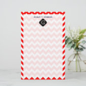 Papeterie Monogramme de Quatrefoil noir blanc rouge clair Ch (Debout devant)