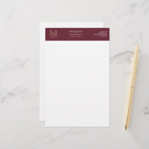 Papeterie Monogramme d'or de la couronne de laurier classiqu