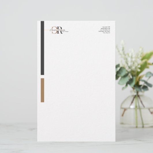 Papeterie Monogramme d'or noir moderne simple (Debout devant)