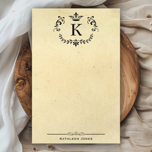Papeterie Monogramme élégant et nom | Papier Vintage personn