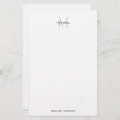 Papeterie Monogramme élégant minimal blanc noir script (Devant / Derrière)
