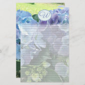 Papeterie Monogramme en papier d'écriture bleu clair Hydrang (Devant / Derrière)