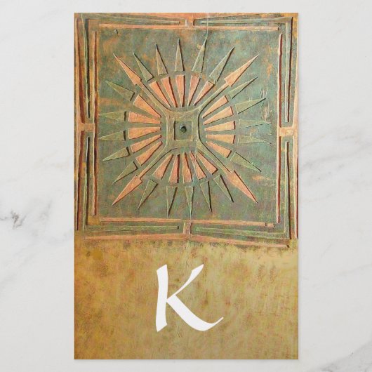 Papeterie MONOGRAMME ÉTOILE DU MATIN, vert, jaune marron bla (Devant)