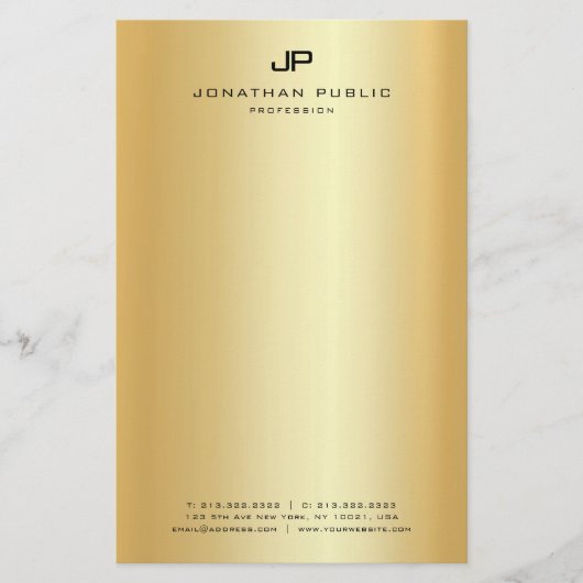Papeterie Monogramme Faux Or Moderne Élégant Modèle (Devant)