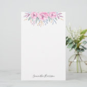 Papeterie Monogramme Fleurs rose pâle Aquarelle Élégante (Debout devant)