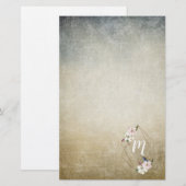 Papeterie Monogramme floral avec oiseaux (Devant / Derrière)