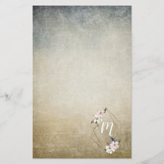 Papeterie Monogramme floral avec oiseaux (Devant)