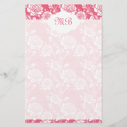 Papeterie Monogramme floral rose (Devant)
