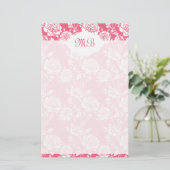 Papeterie Monogramme floral rose (Debout devant)