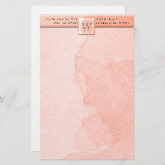 Papeterie Monogramme gravé de marbre (rose) (Devant / Derrière)