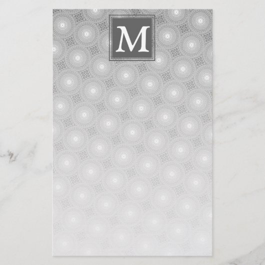 Papeterie Monogramme gris cercles motif (Devant)