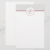 Papeterie Monogramme gris de Chevron (Devant / Derrière)