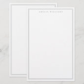 Papeterie Monogramme gris minimal à deux bordures (Devant / Derrière)