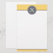 Papeterie Monogramme gris Motif jaune Chevron (Devant / Derrière)