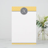 Papeterie Monogramme gris Motif jaune Chevron (Debout devant)