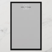 Papeterie Monogramme Initial Cadre Noir Blanc (Devant)