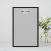 Papeterie Monogramme Initial Cadre Noir Blanc (Debout devant)