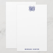 Papeterie Monogramme initial en vignes Navy 3 DIY BG (Devant / Derrière)