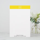 Papeterie Monogramme initial encadré blanc jaune (Debout devant)