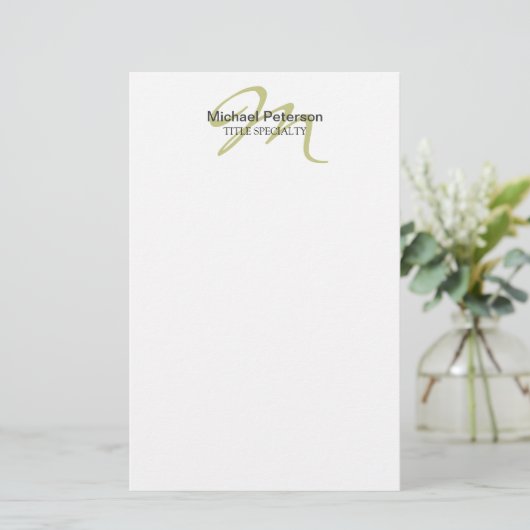 Papeterie Monogramme Initial Script Calligraphique Moderne (Debout devant)