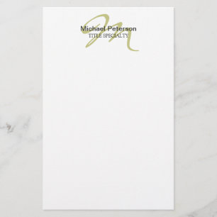 Papeterie Monogramme Initial Script Calligraphique Moderne