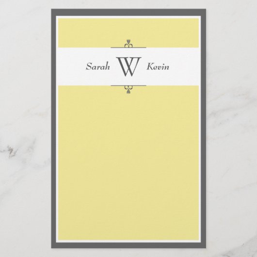 Papeterie Monogramme jaune et gris (Devant)