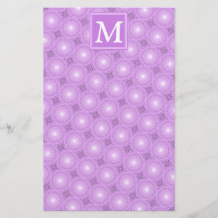Papeterie Monogramme lilas cercles pourpres motif