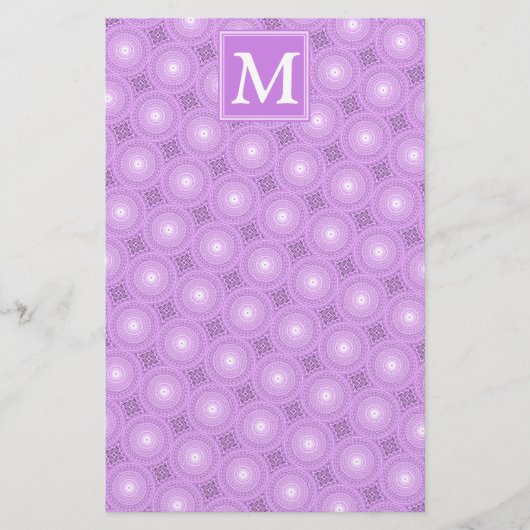 Papeterie Monogramme lilas cercles pourpres motif (Devant)