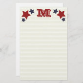 Papeterie Monogramme M / Premier M Étoiles & Grilles Papier  (Devant / Derrière)