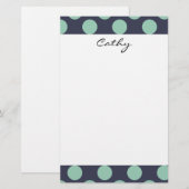 Papeterie Monogramme Marine Blue Mint Green Polka Dot Motif (Devant / Derrière)