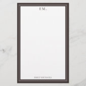 Papeterie Monogramme Marron Minimaliste (Devant)