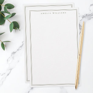 Papeterie Monogramme Marron Minimaliste Deux Bordures