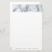 Papeterie monogramme masculin en marbre argenté (Devant / Derrière)