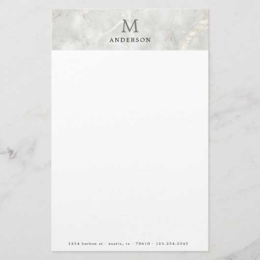 Papeterie monogramme masculin en marbre perlé (Devant)