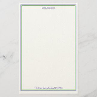 Papeterie Monogramme Minimal Bleu Élégant Classique
