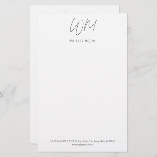 Papeterie monogramme, minimaliste (Devant / Derrière)