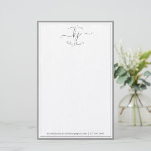 Papeterie Monogramme minimaliste classique Cadre gris clair