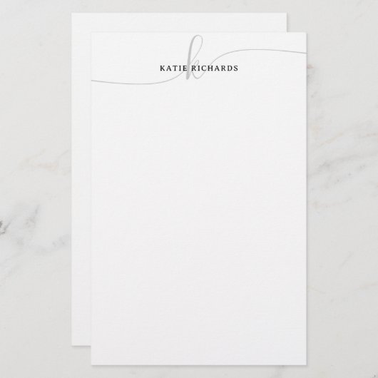 Papeterie Monogramme minimaliste Gris (Devant / Derrière)