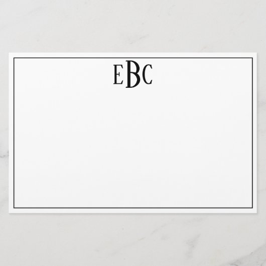 Papeterie Monogramme moderne classique noir et blanc station (Devant)