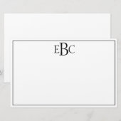 Papeterie Monogramme moderne classique noir et blanc station (Devant / Derrière)