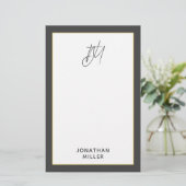 Papeterie Monogramme moderne gris foncé (Debout devant)
