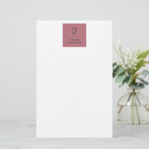 Papeterie Monogramme Moderne Or Rose Blanc Simple Profession