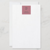 Papeterie Monogramme Moderne Or Rose Blanc Simple Profession (Devant)