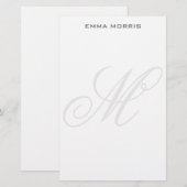 Papeterie Monogramme Moderne Simple Minimaliste Uni (Devant / Derrière)