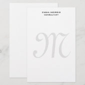 Papeterie Monogramme Moderne Simple Minimaliste Uni (Devant / Derrière)