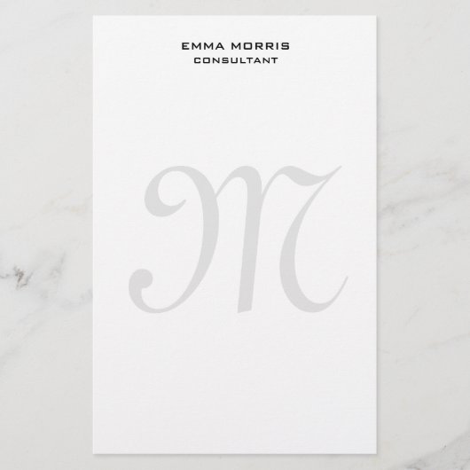 Papeterie Monogramme Moderne Simple Minimaliste Uni (Devant)